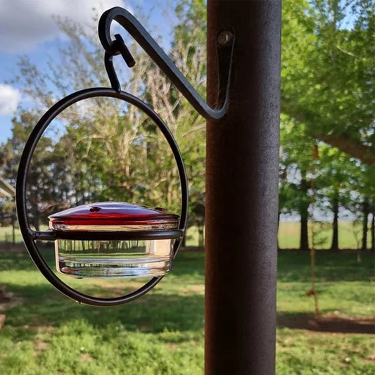 Hummingbird Feeder Attract Birds Ant Bee Proof with Red Glass Bowl for Outside Garden Backyard Patio Deck