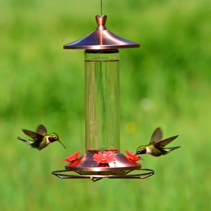 Elegant Copper Glass Hummingbird Feeder 12oz 4 Feeding Ports Wide Mouth  Bee Guard